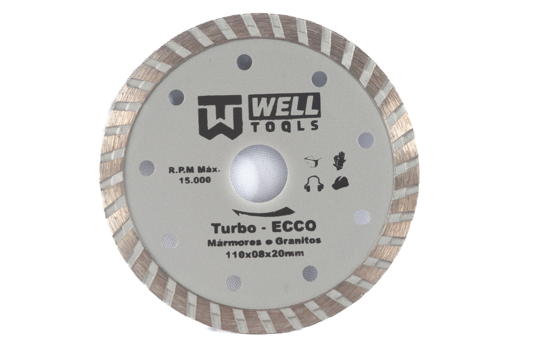 DISCO DE CORTE DIAMANTADO TURBO 110X8X20mm LINHA ECCO PARA MÁRMORE E GRANITO
