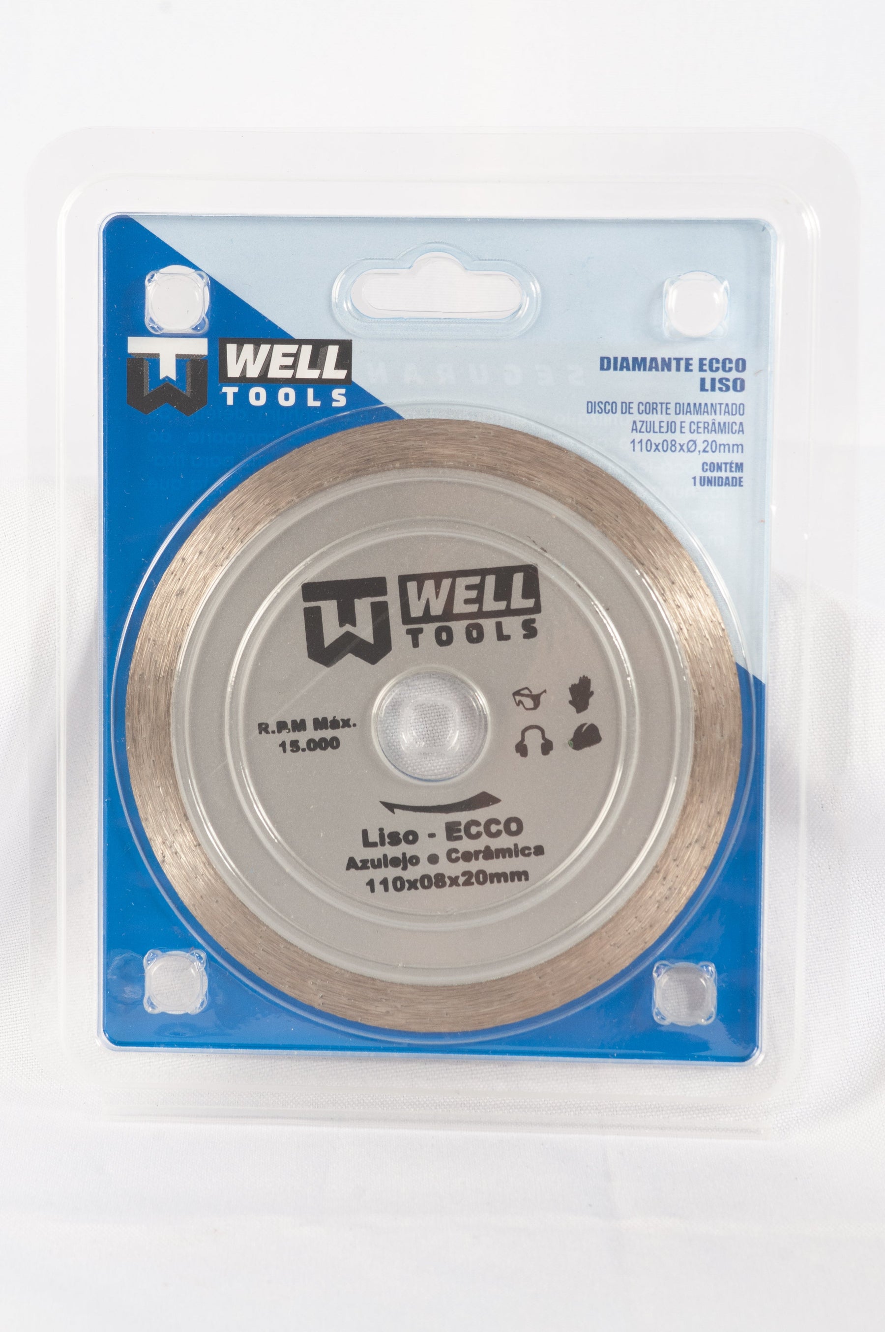 DISCO DE CORTE DIAMANTADO LISO 110X8X20mm LINHA ECCO PARA AZULEJO E CERÂMICA