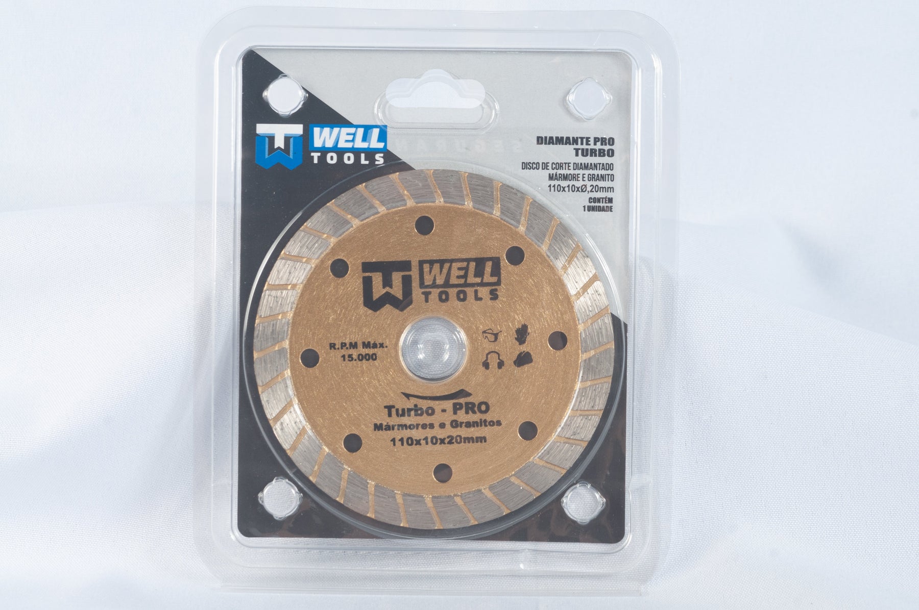 DISCO DE CORTE DIAMANTADO TURBO 110X10X20mm LINHA PRO PARA MÁRMORE E GRANITO