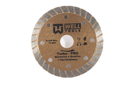 DISCO DE CORTE DIAMANTADO TURBO 110X10X20mm LINHA PRO PARA MÁRMORE E GRANITO