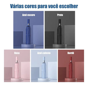 Guarda-Chuva Automático Grande 12 Hastes UV Reforçado Dobrável - Well Tools®