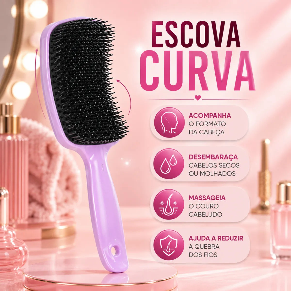 Kit 5 Escovas Cabelo + Touca de Cetim - Well Tools®