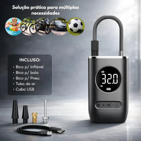 Mini Compressor de Ar Portátil com Calibrador Automático para Pneus e Infláveis -  Well Tools®