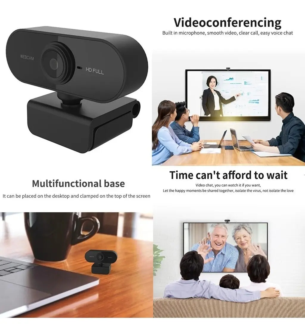 Webcam Full HD 1080p 2MP USB com Microfone Embutido - Well Tools®