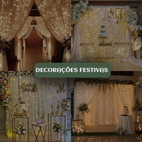 Cortina de LED 320 Luzes 3x3m para Decoração de Natal, Festas e Casamentos – Well Tools®