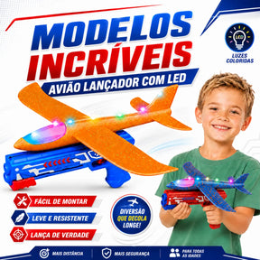 Lançador de Avião Planador Infantil com Luz e Transmissor – Well Tools®
