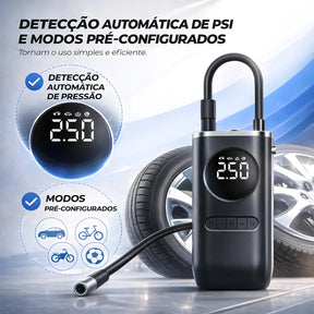 Mini Compressor de Ar Portátil com Calibrador Automático para Pneus e Infláveis -  Well Tools®