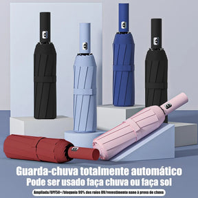 Guarda-Chuva Automático Grande 12 Hastes UV Reforçado Dobrável - Well Tools®