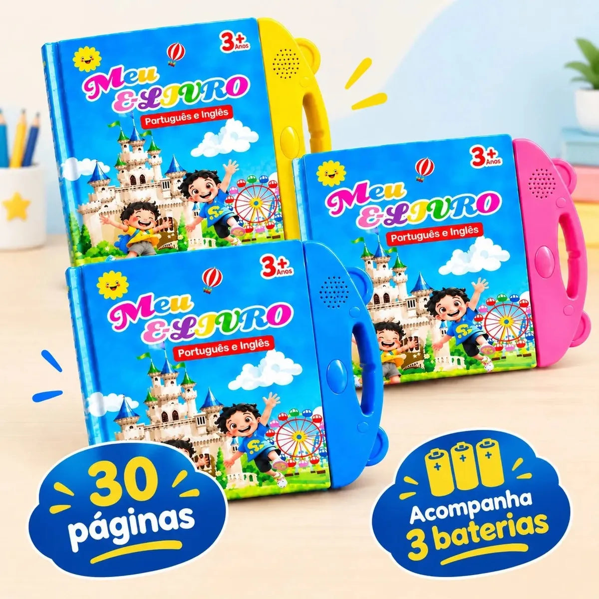 Livro Interativo Infantil com Som e Toque – Aprendizagem Bilíngue Português/Inglês Multitemas – Well Tools®