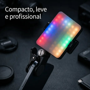 Luz LED RGB Portátil para Celular e Câmera 2700-6500K CRI95 1800mAh - Well Tools®
