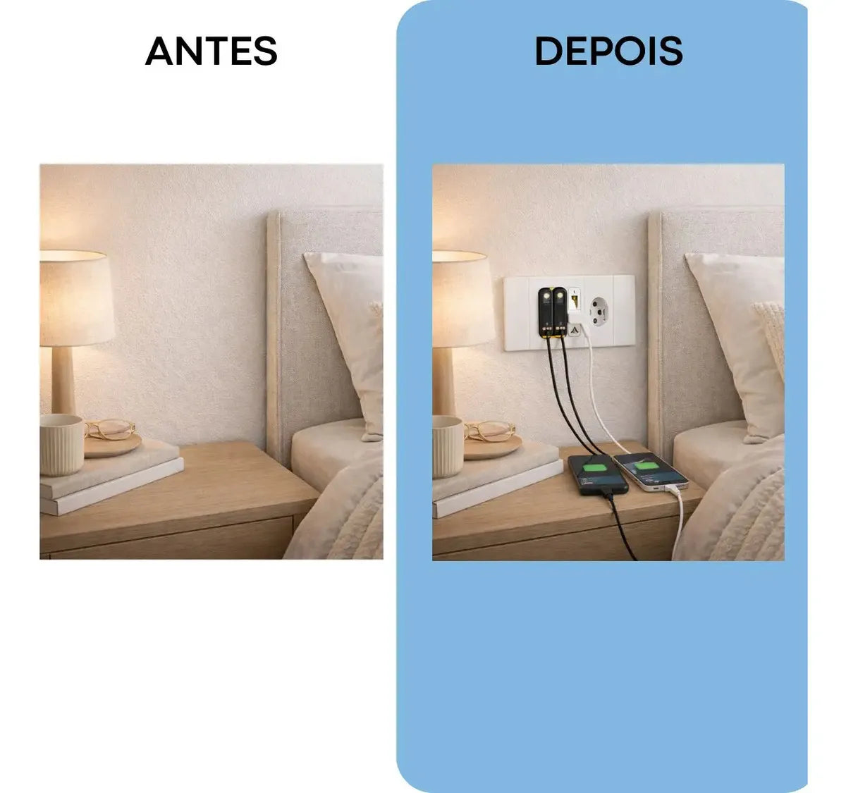 Tomada Inteligente — tomada, USB, USB-C e 2 cabos retráteis numa peça só - Well Tools®