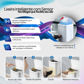 Lixeira Inteligente Automática 16L com Sensor Recarregável - Well Tools®