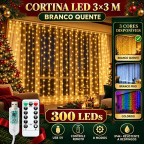 Cortina de LED 320 Luzes 3x3m para Decoração de Natal, Festas e Casamentos – Well Tools®
