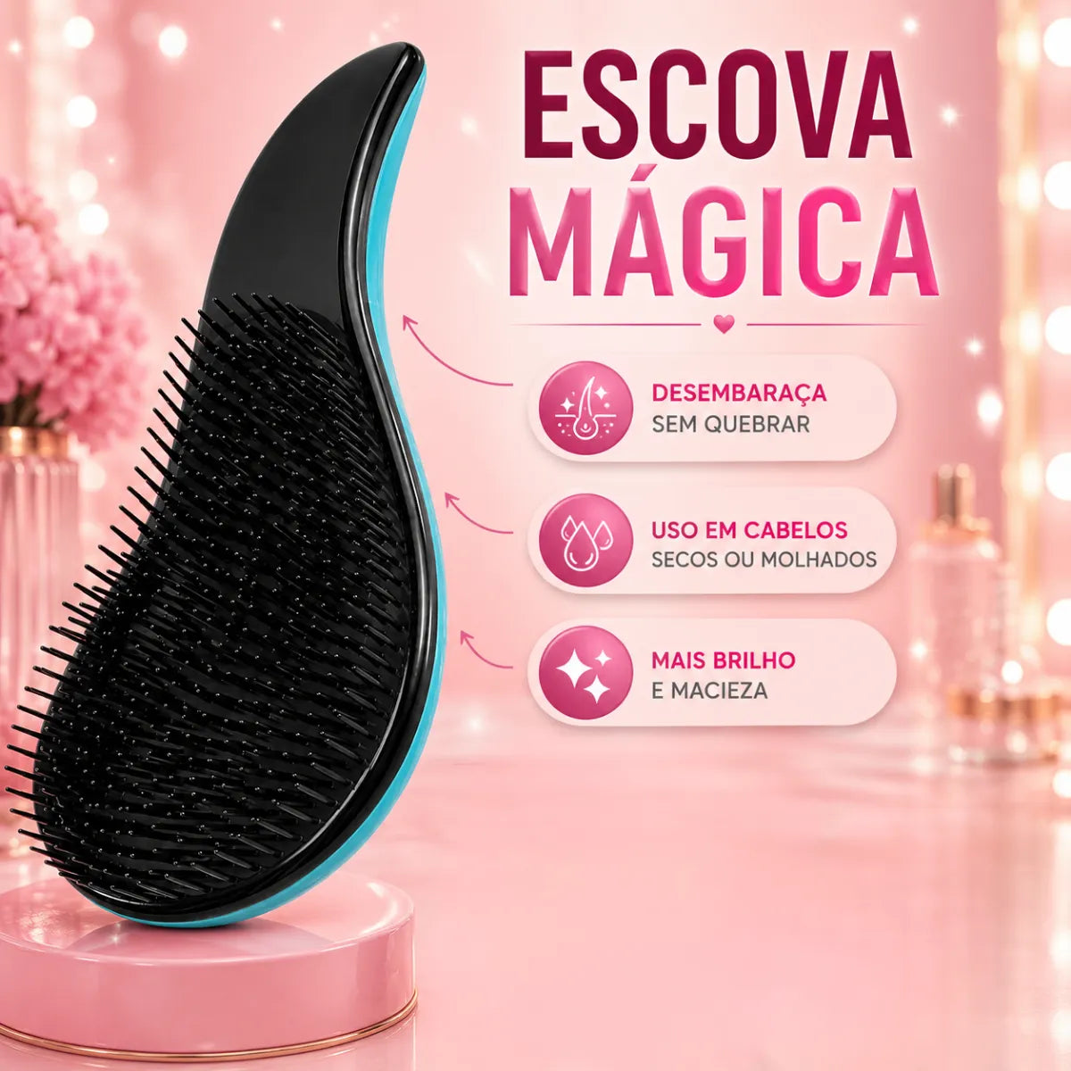 Kit 5 Escovas Cabelo + Touca de Cetim - Well Tools®