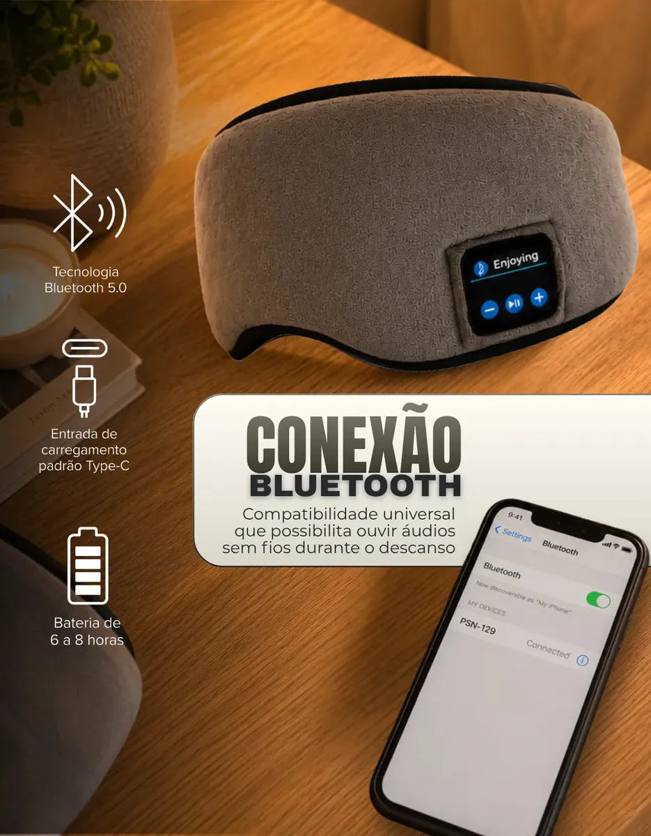 Tapa Olho Máscara com Fone De Ouvido Bluetooth - Well Tools®