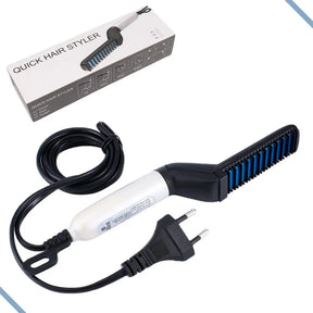 Escova Elétrica para Barba e Cabelo Bivolt – Pente Alisador Portátil Masculino - Well Tools®