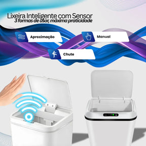 Lixeira Inteligente Automática 16L com Sensor Recarregável - Well Tools®