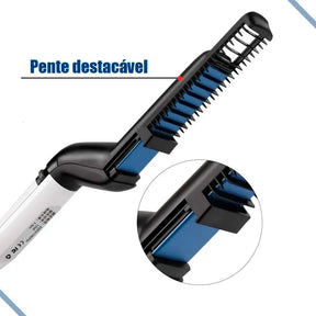Escova Elétrica para Barba e Cabelo Bivolt – Pente Alisador Portátil Masculino - Well Tools®