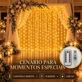 Cortina de LED 320 Luzes 3x3m para Decoração de Natal, Festas e Casamentos – Well Tools®