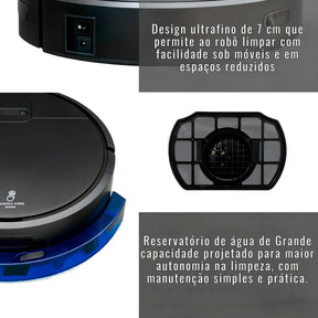 ASPIRADOR ROBÔ INTELIGENTE 3 EM 1 – VARRE, ASPIRA E PASSA PANO - WELL TOOLS®