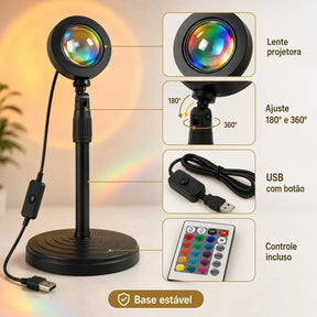 Lâmpada LED Pôr do Sol com Controle Remoto e Efeito Nascer do Sol - Well Tools®