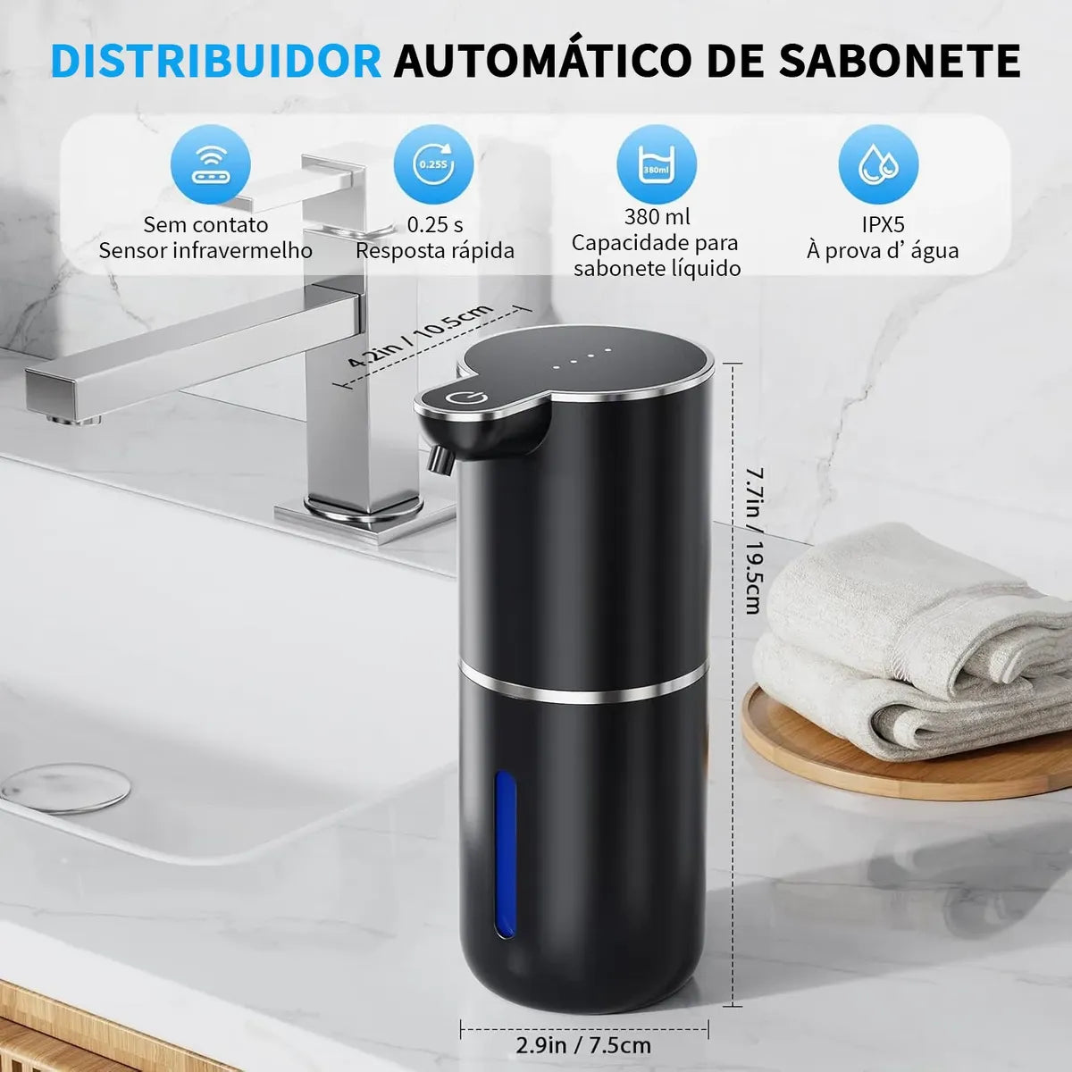 Saboneteira Dispenser Automático com Sensor Infravermelho para Sabonete e Detergente - Well Tools®