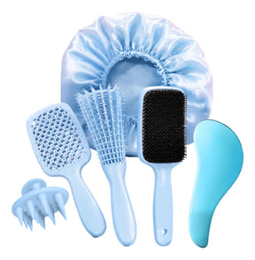 Kit 5 Escovas Cabelo + Touca de Cetim - Well Tools®