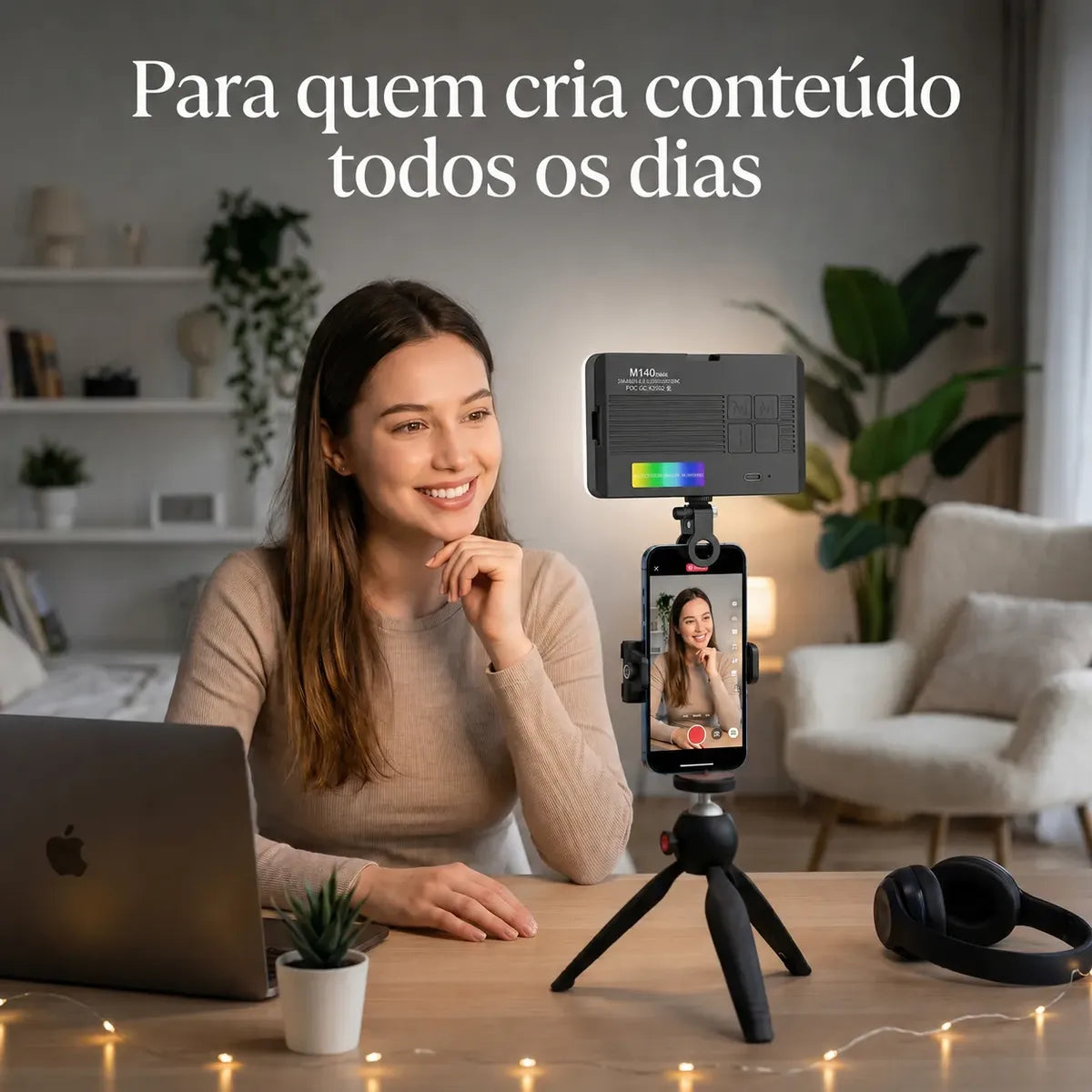 Luz LED RGB Portátil para Celular e Câmera 2700-6500K CRI95 1800mAh - Well Tools®