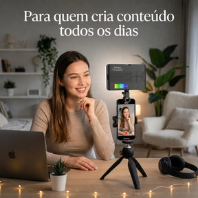 Luz LED RGB Portátil para Celular e Câmera 2700-6500K CRI95 1800mAh - Well Tools®