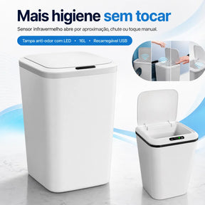 Lixeira Inteligente Automática 16L com Sensor Recarregável - Well Tools®
