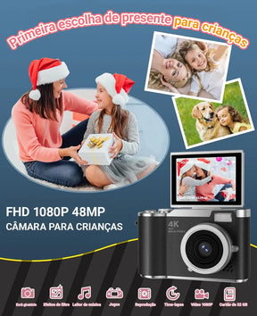 Câmera Retrô Digital 8X Zoom HD com Tela Flip LED 2,4" - Well Tools®