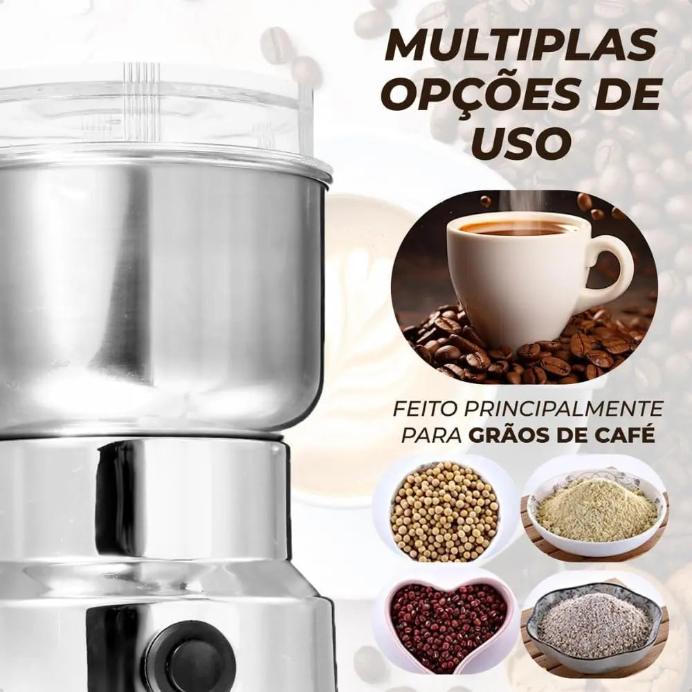 Moedor De Café Grãos 8 Lâminas Triturador Aço Inox Elétrico - Well Tools®