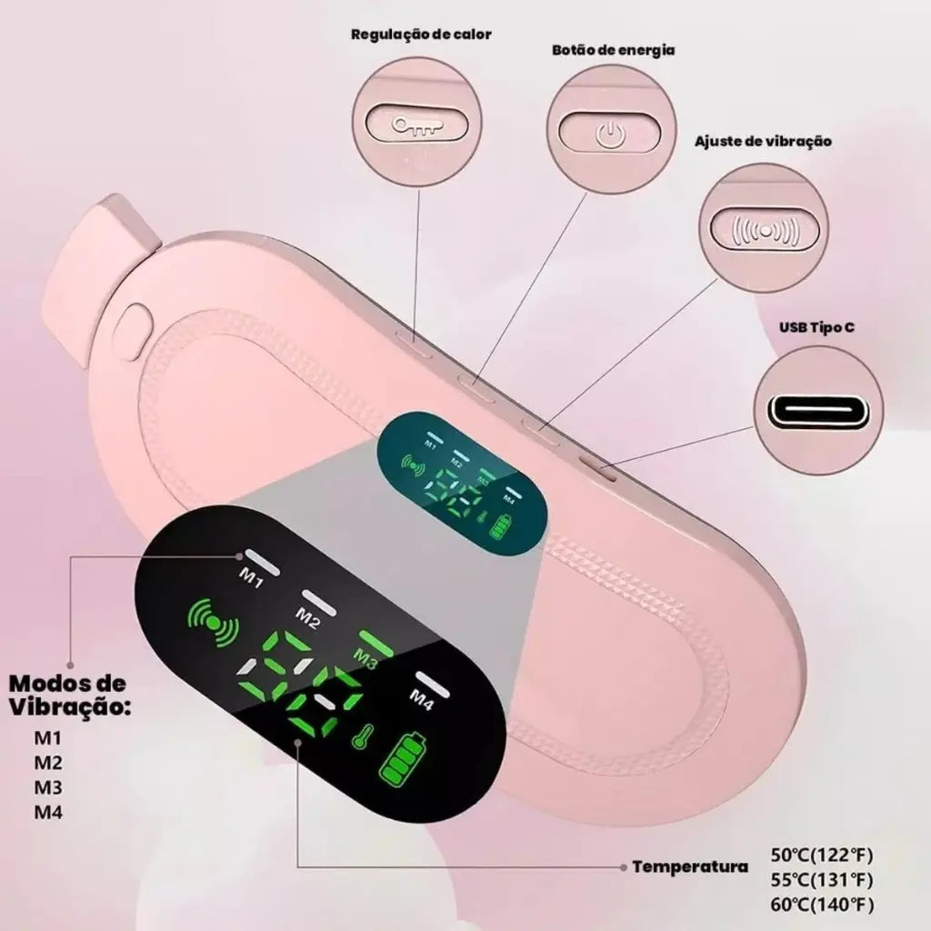 Cinta Térmica para Cólica Menstrual com Massagem e Aquecimento USB - Well Tools®