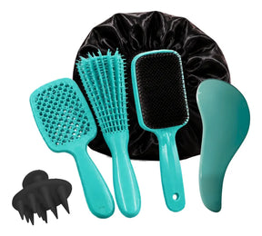 Kit 5 Escovas Cabelo + Touca de Cetim - Well Tools®