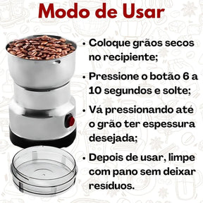 Moedor De Café Grãos 8 Lâminas Triturador Aço Inox Elétrico - Well Tools®