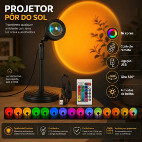 Lâmpada LED Pôr do Sol com Controle Remoto e Efeito Nascer do Sol - Well Tools®