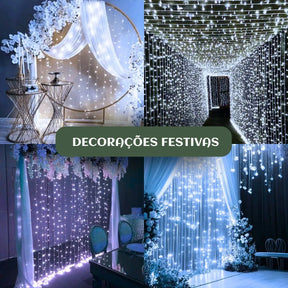 Cortina de LED 320 Luzes 3x3m para Decoração de Natal, Festas e Casamentos – Well Tools®