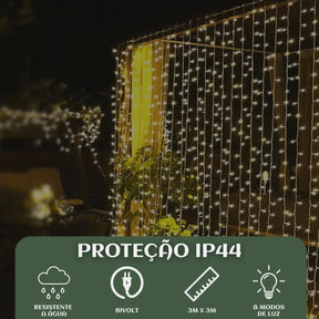 Cortina de LED 320 Luzes 3x3m para Decoração de Natal, Festas e Casamentos – Well Tools®