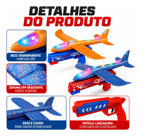 Lançador de Avião Planador Infantil com Luz e Transmissor – Well Tools®