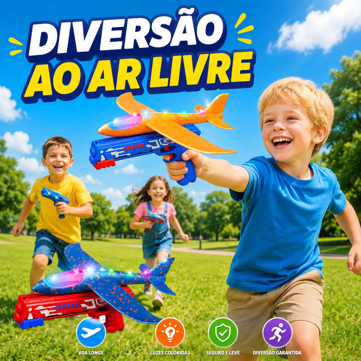 Lançador de Avião Planador Infantil com Luz e Transmissor – Well Tools®