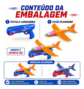 Lançador de Avião Planador Infantil com Luz e Transmissor – Well Tools®