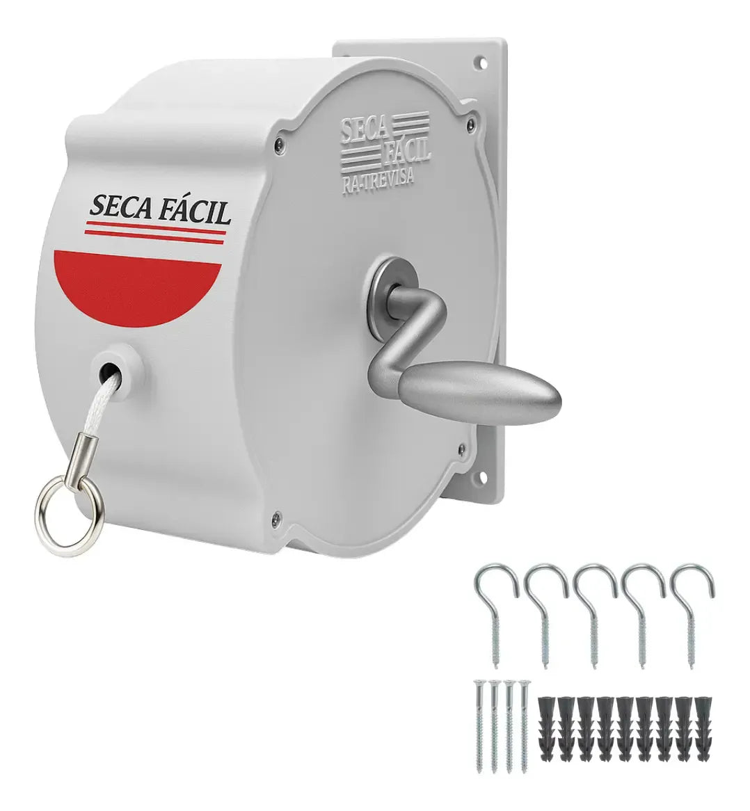 Varal de Roupas Retrátil de Parede 30m Recolhível com Manivela e Corda Resistente – Well Tools®