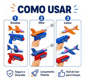 Lançador de Avião Planador Infantil com Luz e Transmissor – Well Tools®