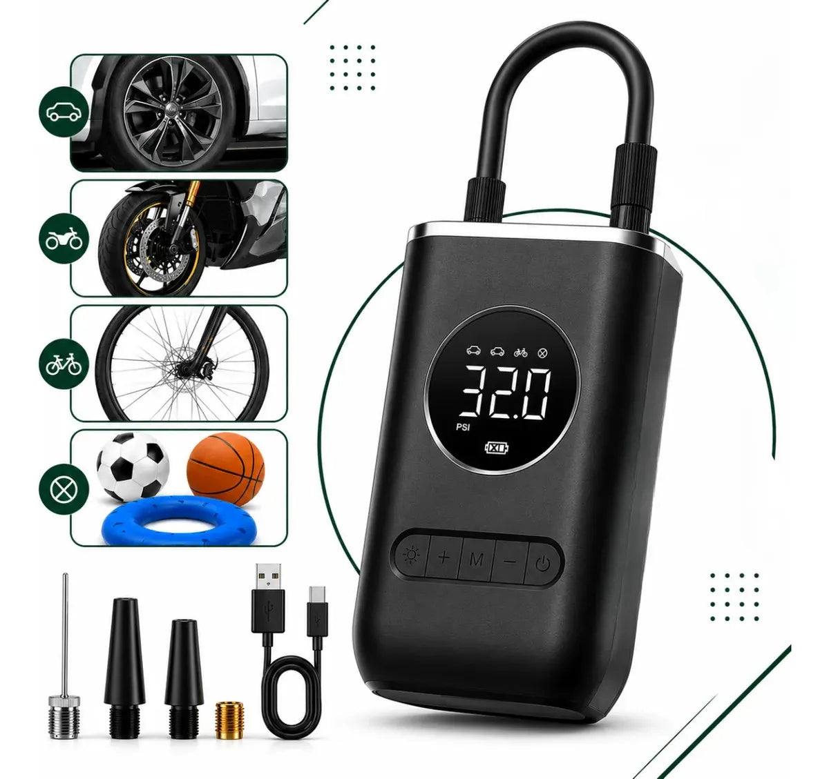 Mini Compressor de Ar Portátil com Calibrador Automático para Pneus e Infláveis -  Well Tools®