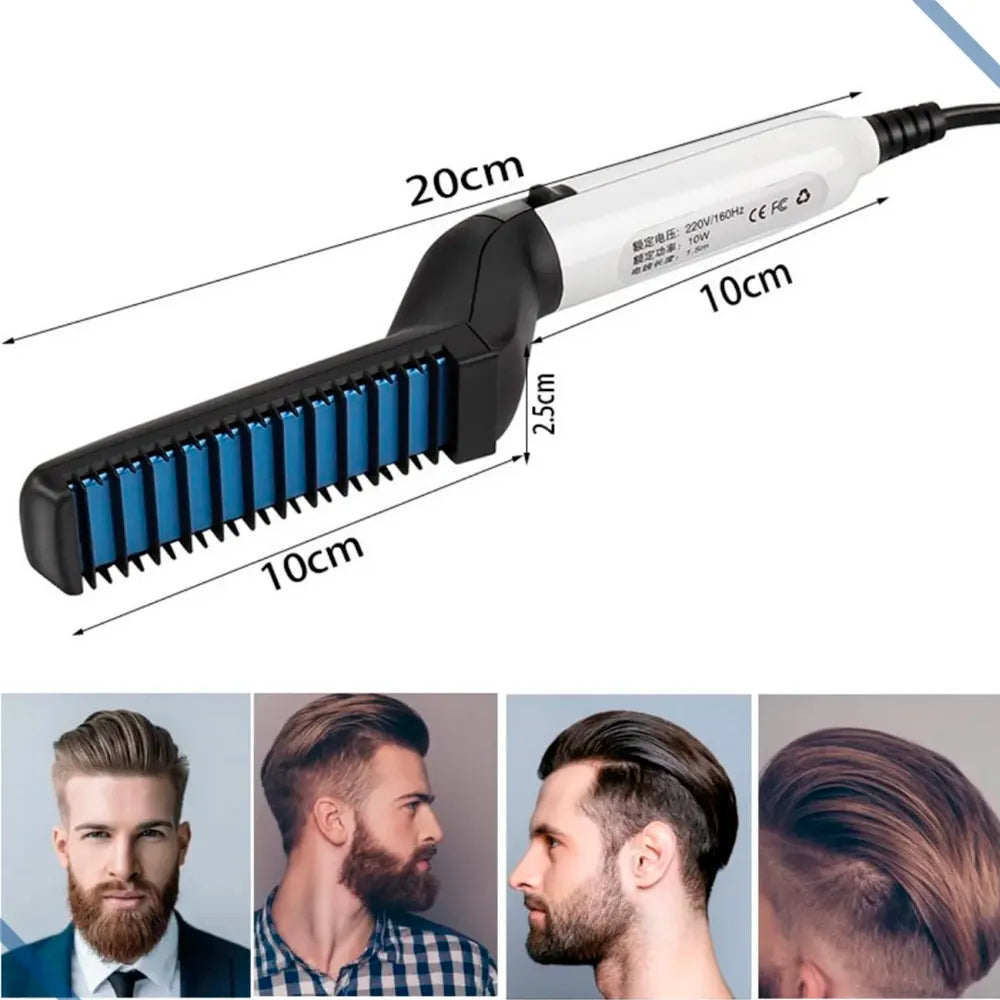 Escova Elétrica para Barba e Cabelo Bivolt – Pente Alisador Portátil Masculino - Well Tools®