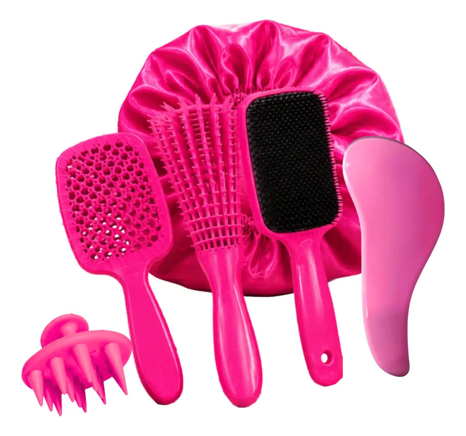Kit 5 Escovas Cabelo + Touca de Cetim - Well Tools®