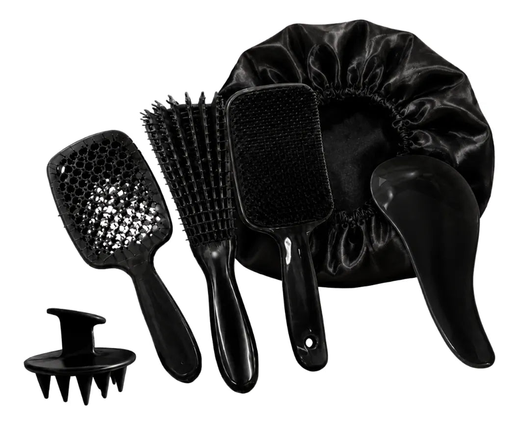Kit 5 Escovas Cabelo + Touca de Cetim - Well Tools®