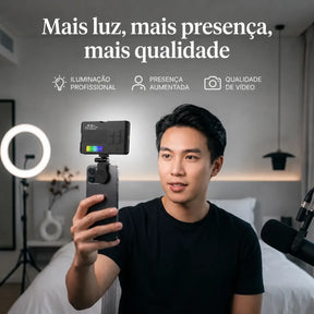 Luz LED RGB Portátil para Celular e Câmera 2700-6500K CRI95 1800mAh - Well Tools®