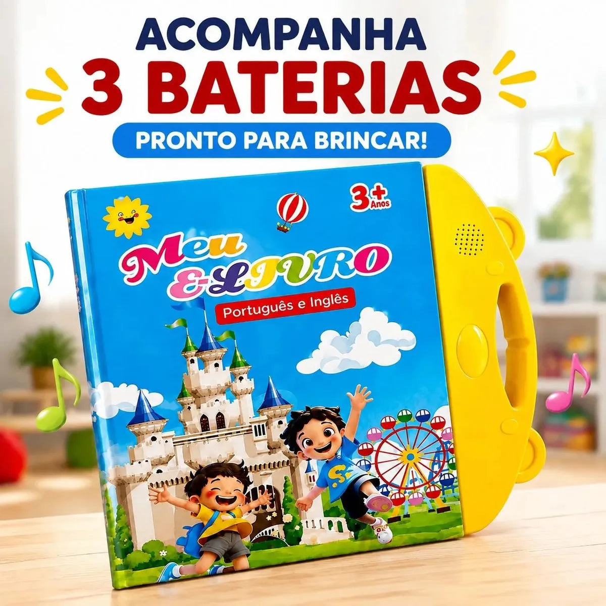 Livro Interativo Infantil com Som e Toque – Aprendizagem Bilíngue Português/Inglês Multitemas – Well Tools®