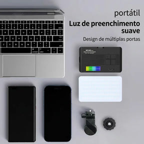 Luz LED RGB Portátil para Celular e Câmera 2700-6500K CRI95 1800mAh - Well Tools®